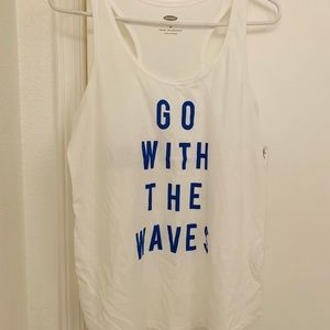 NWT Graphic Sleeveless White Tank